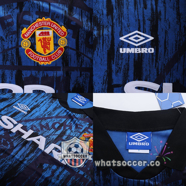 1992-1993 Manchester United Away Retro Jerseys Blue