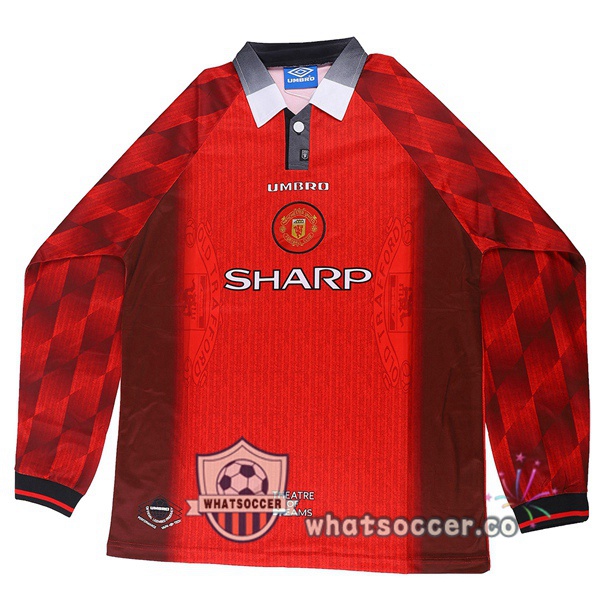 1996-1997 Manchester United Home Retro Jerseys Long Sleeve Red
