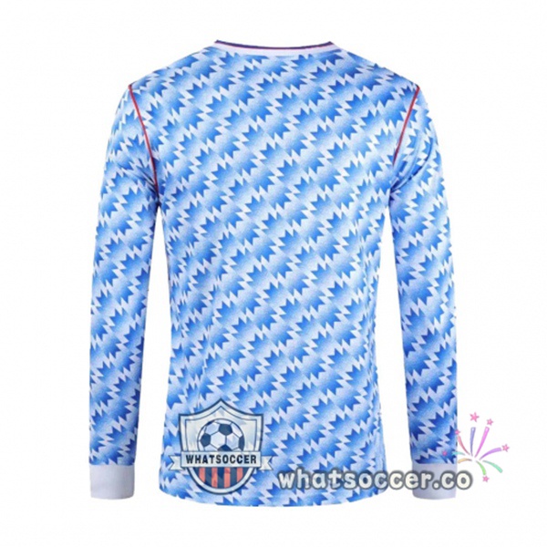 1990-1992 Manchester United Away Retro Jerseys Long Sleeve Blue
