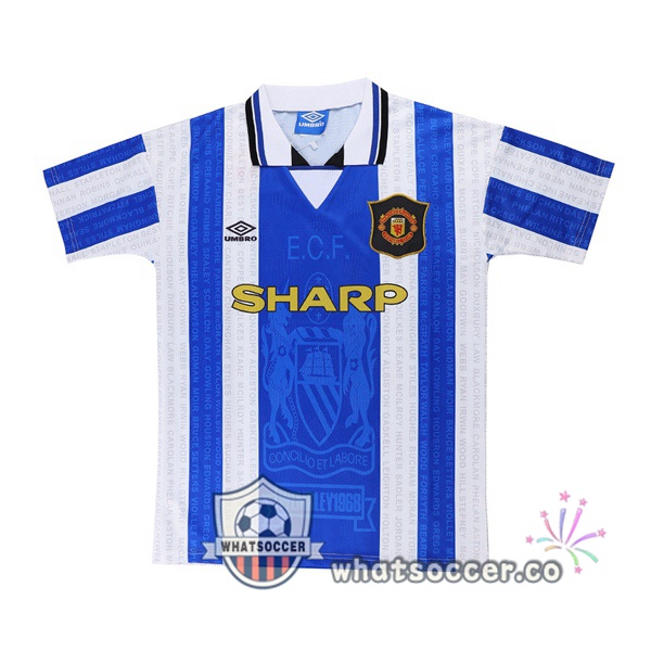 1994-1995 Manchester United Third Away Retro Jerseys White Blue