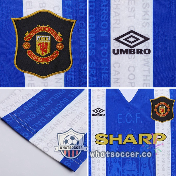 1994-1995 Manchester United Third Away Retro Jerseys White Blue