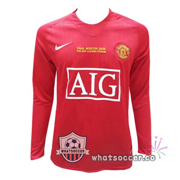 2007-2008 Manchester United Champion League Home Retro Jerseys Long Sleeve