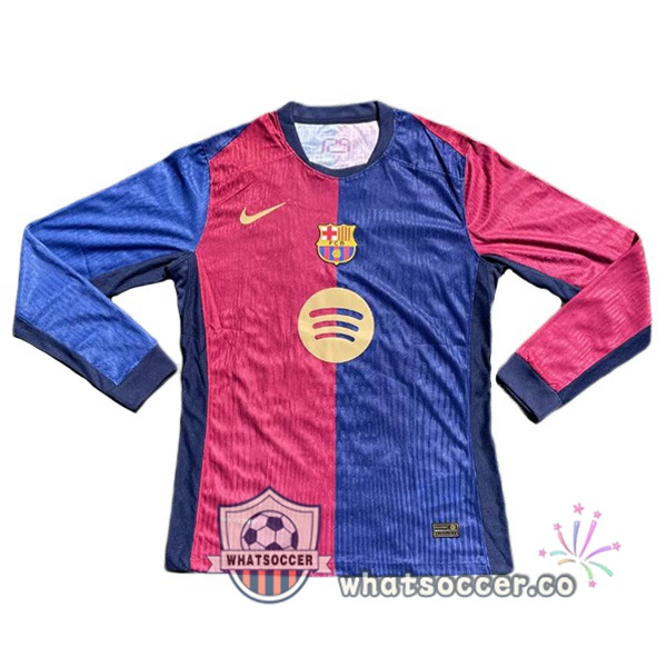 FC Barcelona Home Soccer Jerseys Long Sleeve Blue Red 2024-2025
